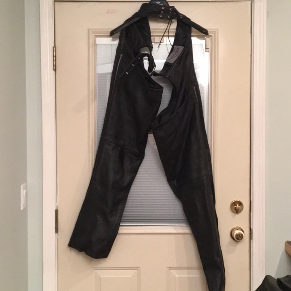 Black Leather Motorcycle Chaps